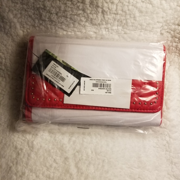 🎀NWT Badgley Mischka Quilted Leather Wallet-on-chain. Color:Red.🌺 - Picture 8 of 9